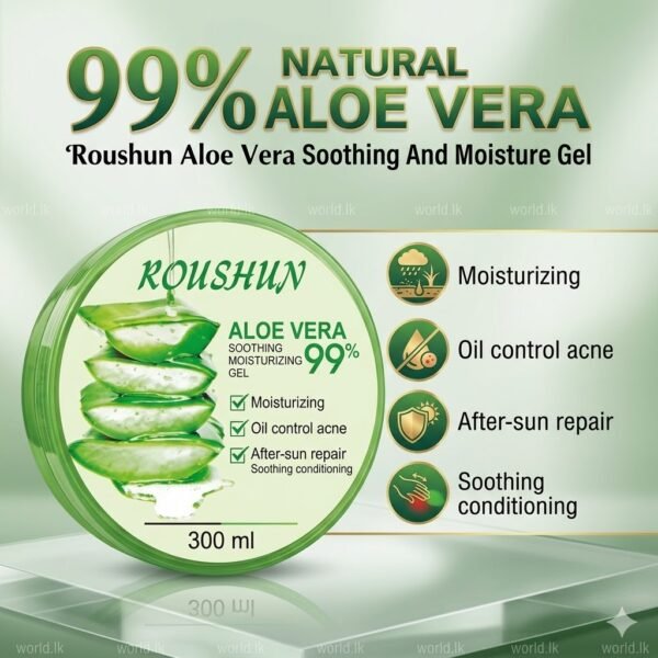 300 ml NATURAL 99% ALOEVERA Roushun Aloe Vera Soothing and Moisture Gel Rasg