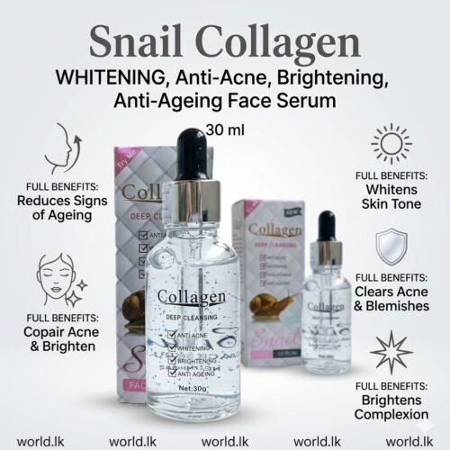 3 Snail White Collagen WHITENING, Swfs Anti-Acne, Brightening, Anti-Ageing Face Serum