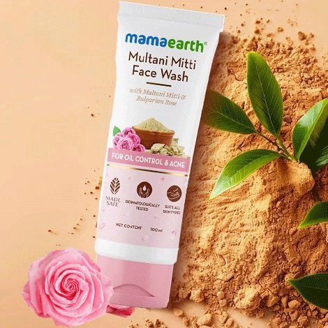 MAMAEARTH mm7 Multani Mitti Face Wash with Multani Mitti & Bulgarian Rose for Oil Control & Acne - 100 ml