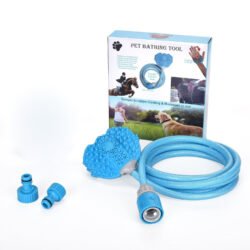 This multi functional pet bathing tool combines spray header and brush, convenient for bathing and massaging your pet With an adjustable strap, is suitable for all size hands and can attach to your hand securely Perfect water pressure and the soft brush w