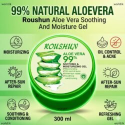 1188d050ae4b023704908263425a75ac.jpg 300 ML NATURAL 99% ALOEVERA Rasg Roushun Aloe Vera Soothing and Moisture Gel Contained. Softening & Rejuvenation