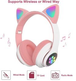 1b0be8eedae3e5f95dd99db73d52f86b.jpg LED Lights Glowing Wow Cool 5.0 Cat Ear Headset (cep) Headphones Wireless ST-23M