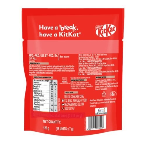 Nestle fb7 KitKat Minis, Chocolate Coated Wafer Bar, (18 Units x one finger 7g) 126g