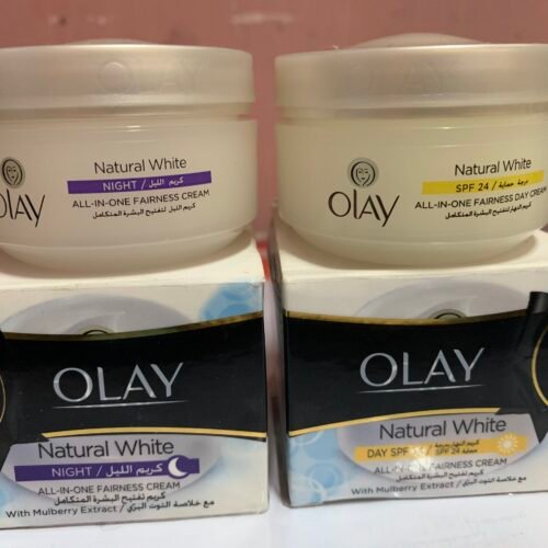 Natural WHITE Fairness Olay Night CREAM 50g And Olay Day CREAM SPF, 50g 50g X 2 (2 in 1pack) odnc