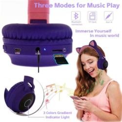 2cdc6a259e3a8e8a55f50eae5917f187.png Y47 Wireless Headphones Cat Ears Headset Gaming Noise Canceling BT Earphone LED color light Stereo HD Sound Bluetooth over Ear Foldable with Microphone Stereo 3.5mm Audio Support FM Radio SD Card with MF/TF & AUX ports (Y47)