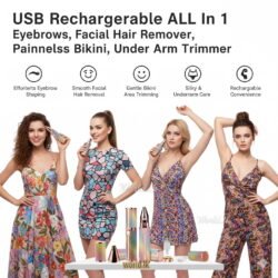 USB Rechargeable ALL In 1 Eyebrow Trimmer, Facial Hair Remover Painless Bikini, Under Arm Trimmer U2EE