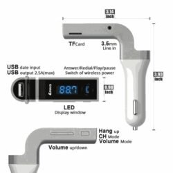 33695c97443fbce875487c0e344a0992.jpg CARG7 Bluetooth Car Charger T Flash USB Direct Connect FM TRANSMITTER / MODULATOR, MP3 Player Digital Display Hands Free Calling Kit Bluetooth answer, hang up, reject, and redial calls and other functions