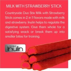 3981a78188c60a8a27f2a5db42d5d049.jpg Countryside cmm Duo Stix All Dog Breeds Milk with Strawberry, 70g