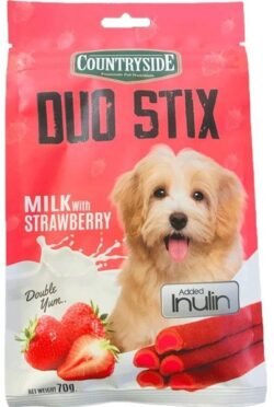 3b6d544fbc4e1e8e33d08623553d0fd6.jpg Countryside cmm Duo Stix All Dog Breeds Milk with Strawberry, 70g