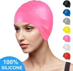 High Quality WATERPROOF Swimming Caps 100% SILICONE Unisex Swim Cap (mssc) for Women Man Short Hair Long Hair