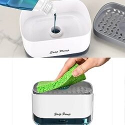 Kitchen Dish SOAP (ksd) Dispenser and Sponge Holder, 2-in-1 Dishwashing SOAP Pump Dispenser for Kitchen Sink