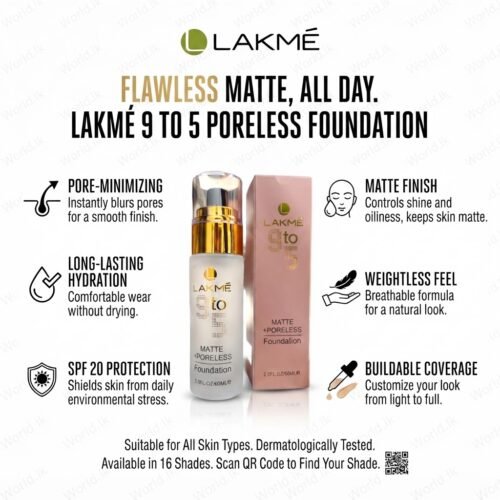 LAKME 9 To 5 Matte + Poreless Liquid Primer Foundation 60 ml lmfn
