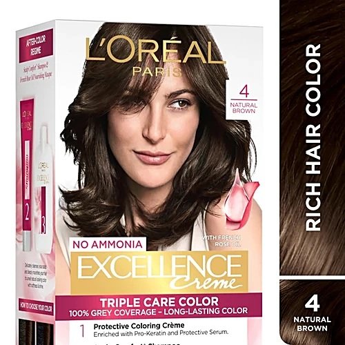 7a71820e41f39f14916deb467be78086.jpg Loreal Paris Excellence Creme Hair Color 4 Natural Brown 100g leer