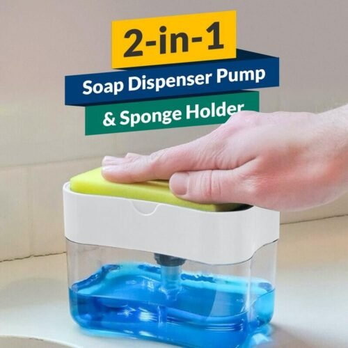 7d0157b3873842563dfbc8f7d135820e.jpg One Press Plastic Sds Sponge Holder Liquid Kitchen SOAP Dispenser