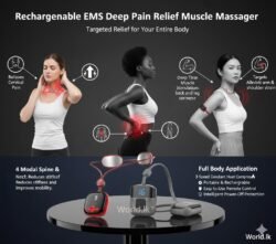 Rechargeable EMS Pain Relief Muscle Stimulator Massager Intelligent Micro current (nmcs) Smart Hanging Cervical Spine Shoulder Massage Neck, Deep Tissue