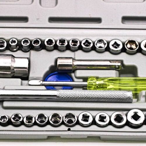 Tool Kit - 40pc Spanner Socket Set Car Vehicle Motorcycle Repair Ratchet Wrench Set Cr-v Hand Tools Combination Bit Set Tool Kit (40WT)
