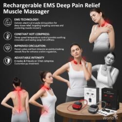 Rechargeable EMS Pain Relief Muscle Stimulator Massager Intelligent Micro current (nmcs) Smart Hanging Cervical Spine Shoulder Massage Neck, Deep Tissue