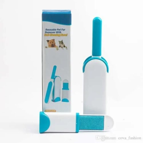 Double Sided (prrc) Reusable Pet Fur Remover with Self-Cleaning Base Clothes Fur Remover Blue