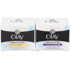 Natural WHITE Fairness Olay Night WHITENING CREAM 50g And Olay Day CREAM SPF, 50g 50g X 2 (2 in 1pack) odnc