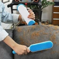 Double Sided (prrc) Reusable Pet Fur Remover with Self-Cleaning Base Clothes Fur Remover Blue
