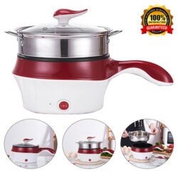Electric Cooking Pot Electrothermal [mfep] Pot Multifunctional Electric Cooker Hotpot Mini Non-stick Food Noodle Cooking Skillet Egg Steamer Soup Heater Pot Frying Pan 18cm
