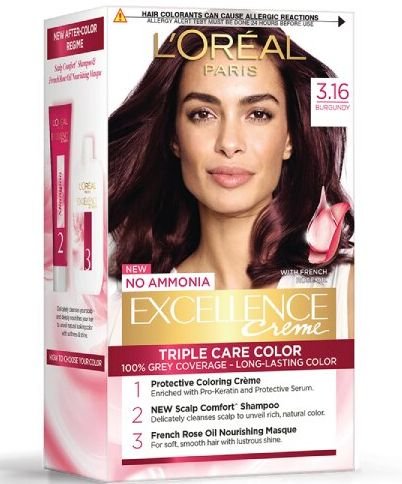 b21a8cedb7ddcc9ccda25e7c46e03cbb.jpg L'Oréal Paris Permanent Hair Colour Excellence Crème, 3.16 Burgundy (Code l3dg ) LOREAL