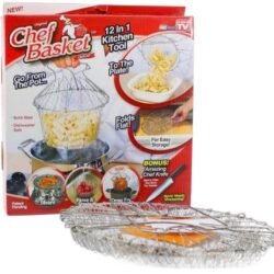 Homebakers Mart cb Chef Basket Solid Steel 12 in 1 Chef Cooking Net Basket for Deep Fry, Boiling, Steam (Stainless Steel)