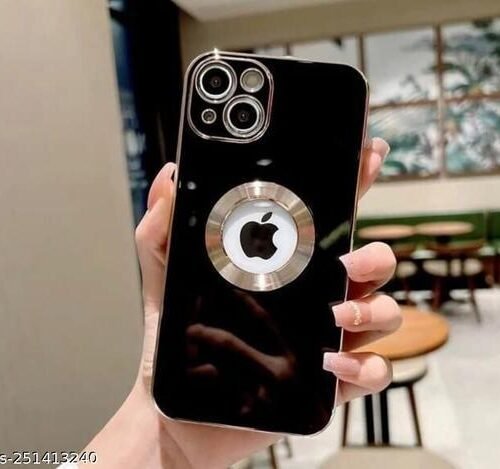 c155823c47517e08c0678157dd1d5887.jpg Apple iPhone 13 (ipbc) Luxury Gold Electroplated with Camera Lens Protection Shockproof Soft TPU with Logo Cut Back Cover Case (BLACK)