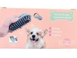 Pet Bath (pbbc) Massage Brush, Dog Cat Pet Puppy Bath Brush Scrubber, Pet Clean Brush Shampoo Dispensing Soft Silicone Grooming Deshedding Cleaning Washing Hair Fur Comb for Dogs and Cats