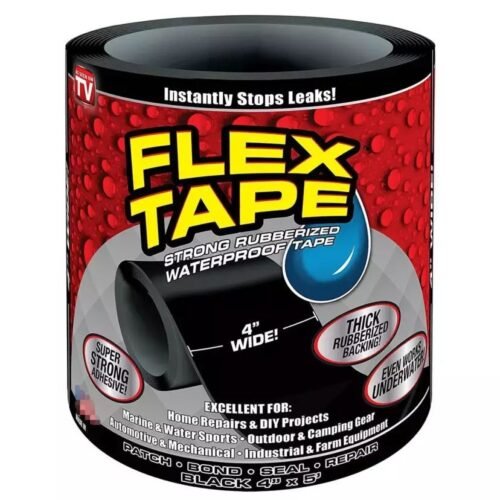 Super Strong Flex Plastic Patching WATERPROOF Tape Powerful Adhesive with a Thick, Flexible Rubberized 4" (Fwpt)