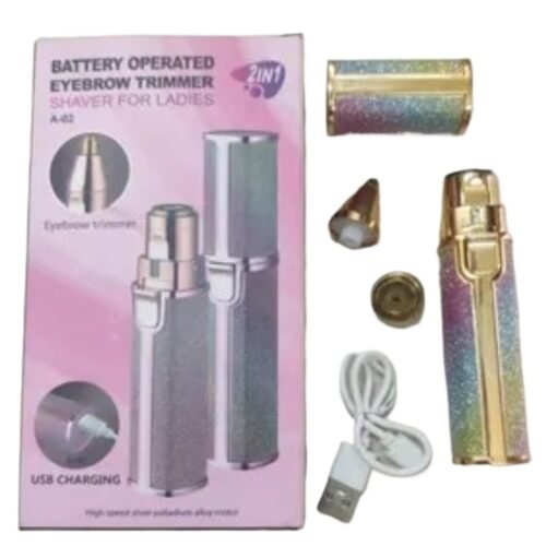USB Rechargeable 2 in 1 Electric Eyebrow Trimmer, Facial Hair Remover Makeup Painless Mini Shaver Razors Portable (U2EE)