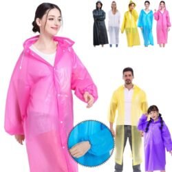 Women Men (wfrc) WATERPROOF Jacket Clear PVC Raincoat Rain Coat Hooded Poncho Rainwear