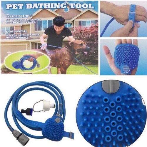 This multi functional pet bathing tool combines spray header and brush, convenient for bathing and massaging your pet With an adjustable strap, is suitable for all size hands and can attach to your hand securely Perfect water pressure and the soft brush w