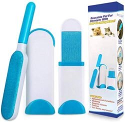 Double Sided (prrc) Reusable Pet Fur Remover with Self-Cleaning Base Clothes Fur Remover Blue
